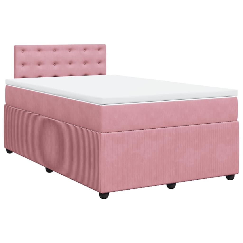 vidaXL Cama Boxspring com Colchão 120x190 cm Veludo Rosa - 793641942