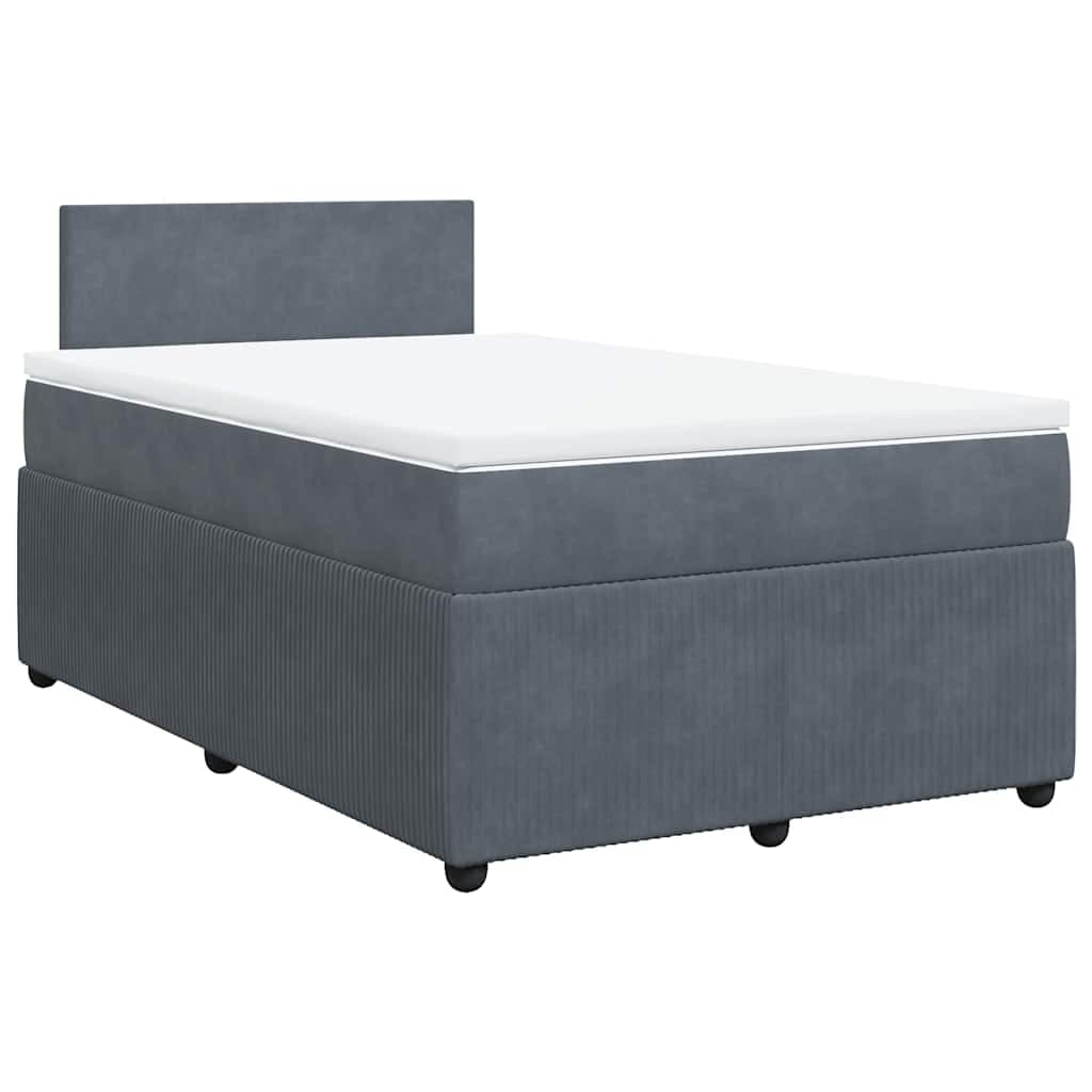 vidaXL Cama boxspring com colchão 120x200 cm veludo cinzento-escuro