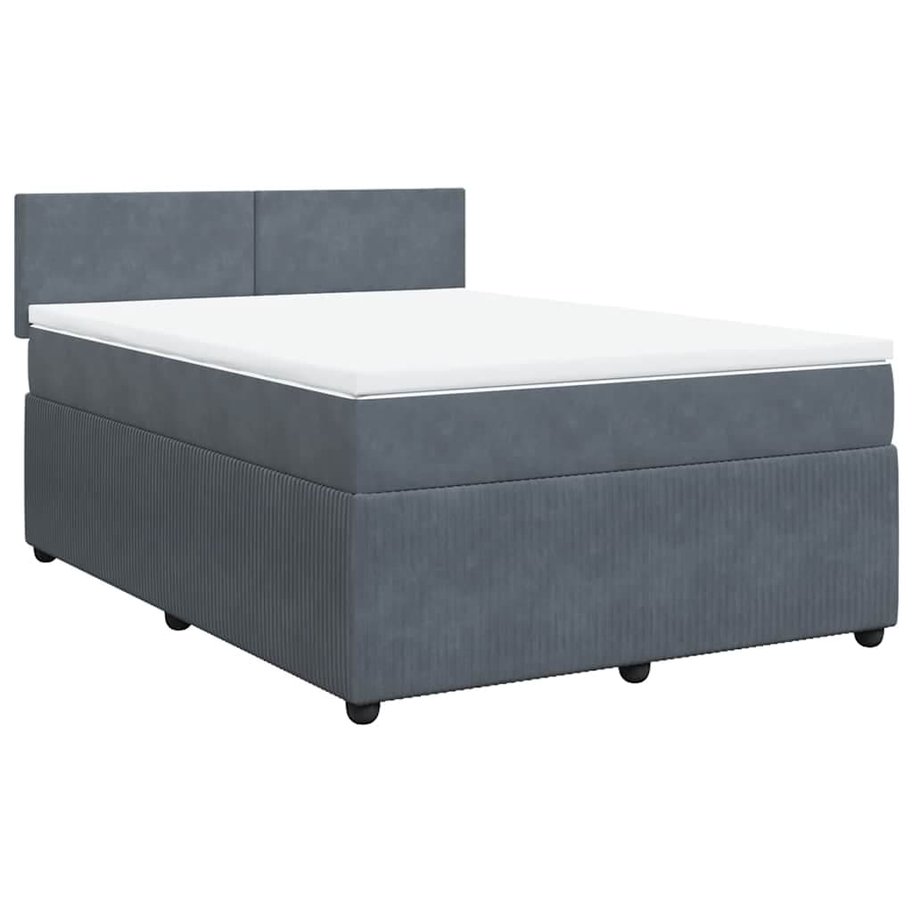 vidaXL Cama com molas/colchão 160x200 cm veludo cinzento-escuro