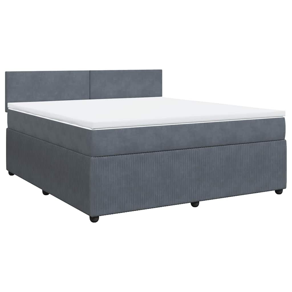 vidaXL Cama com molas/colchão 180x200 cm veludo cinzento-escuro