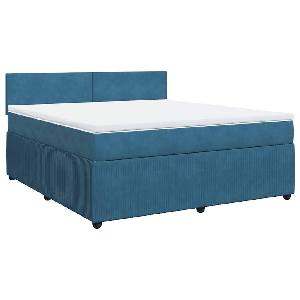 vidaXL Cama com molas/colchão 180x200 cm veludo azul