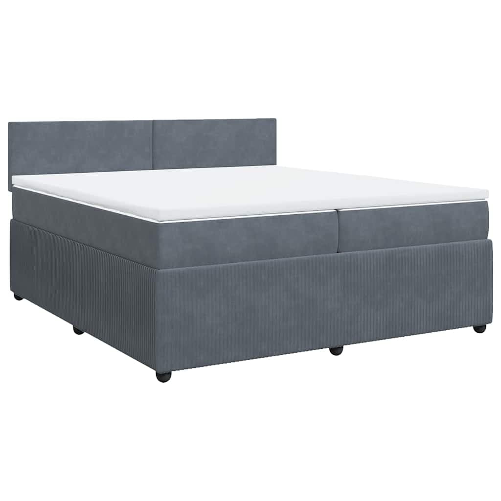 vidaXL Cama com molas/colchão 200x200 cm veludo cinzento-escuro