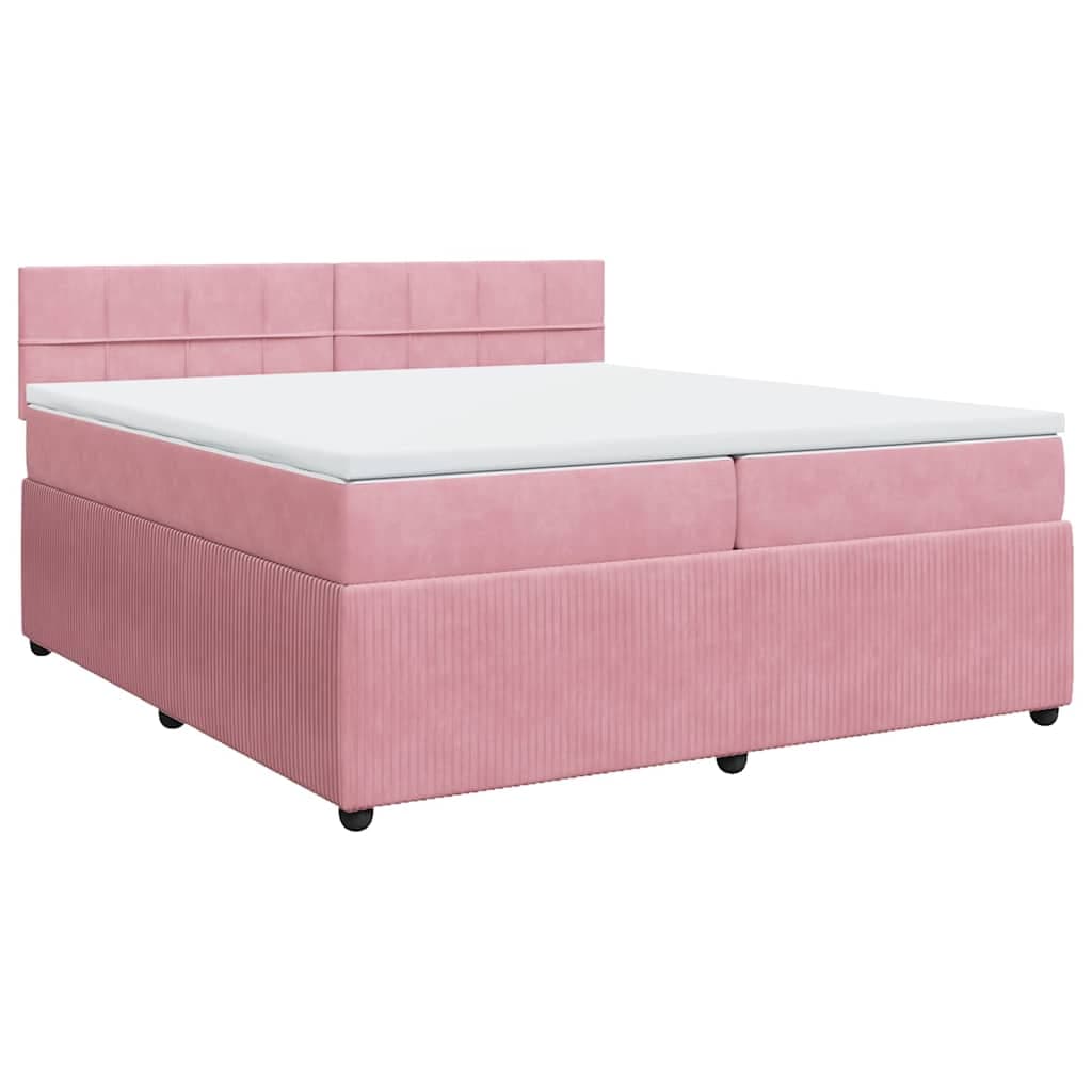 vidaXL Cama com molas/colchão 200x200 cm veludo rosa