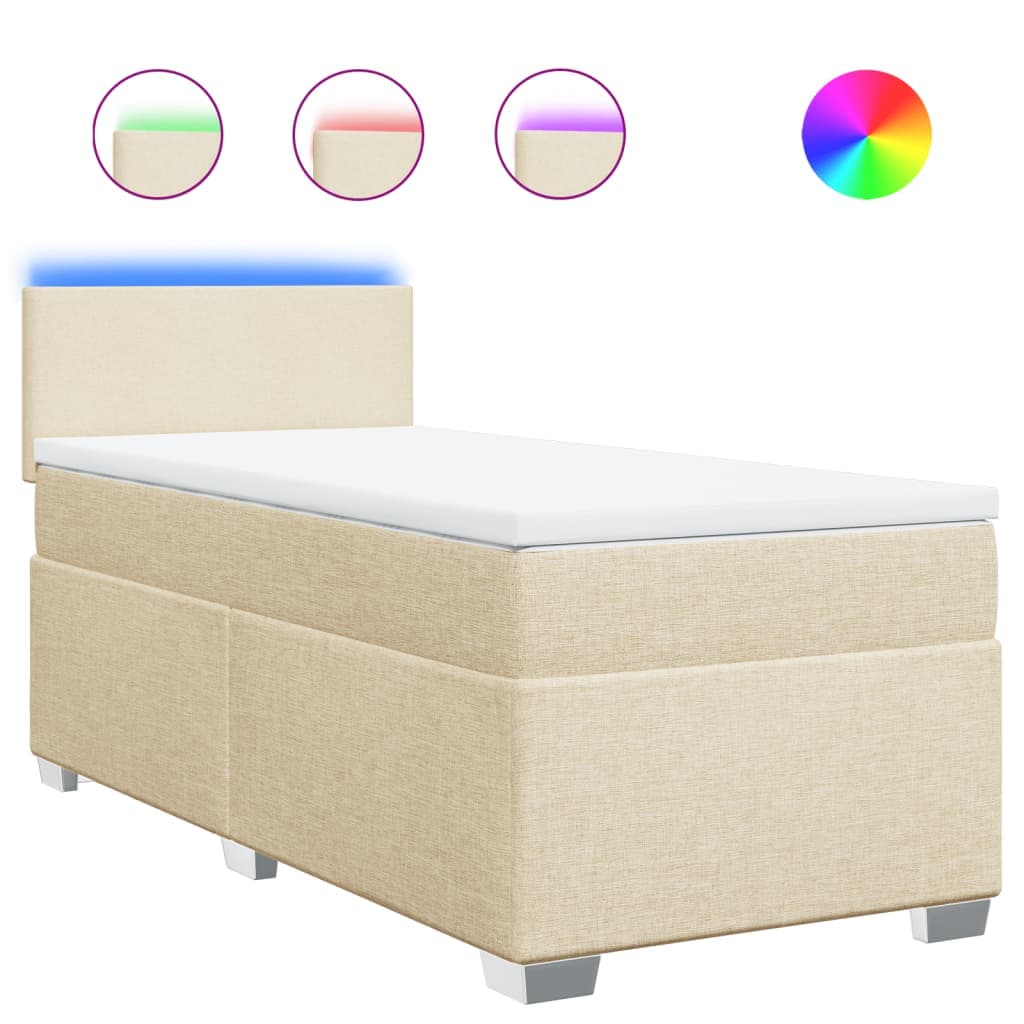 vidaXL Cama com molas/colchão 80x200 cm tecido cor crème
