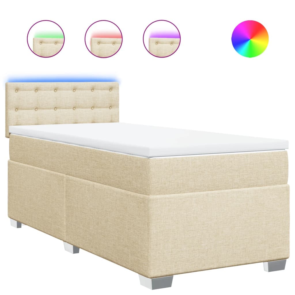 vidaXL Cama com Molas/colchão 80x200 cm Tecido Cor Crème - 3341534053