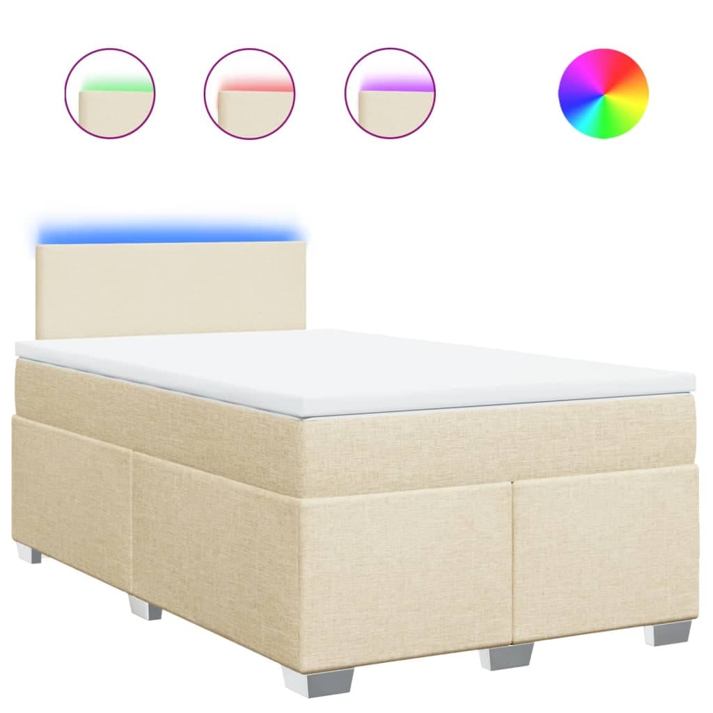 vidaXL Cama Boxspring com Colchão 120x190 cm Tecido Cor Creme - 2834671749
