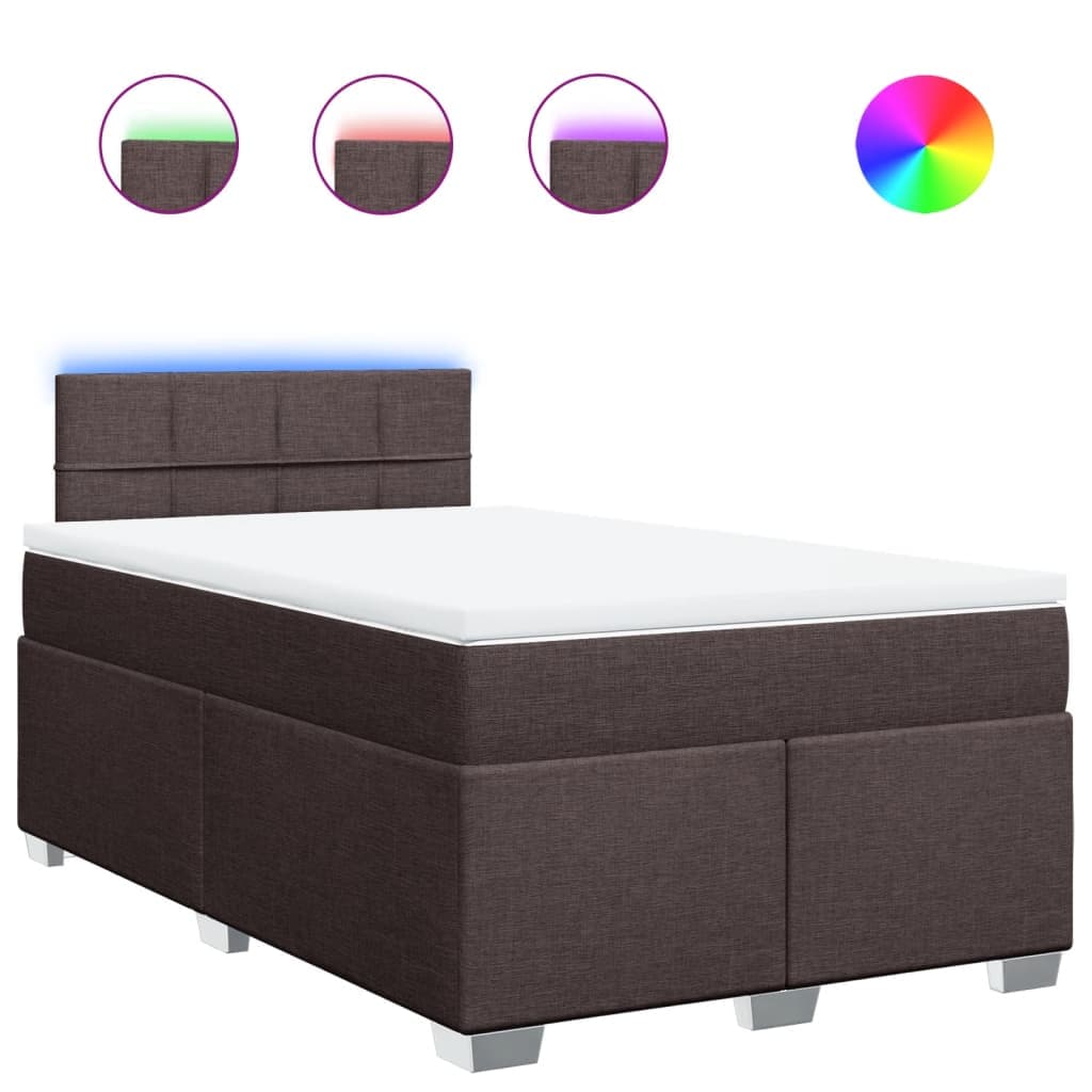 vidaXL Cama Boxspring com Colchão 120x190 cm Tecido Castanho-escuro - 3246681419