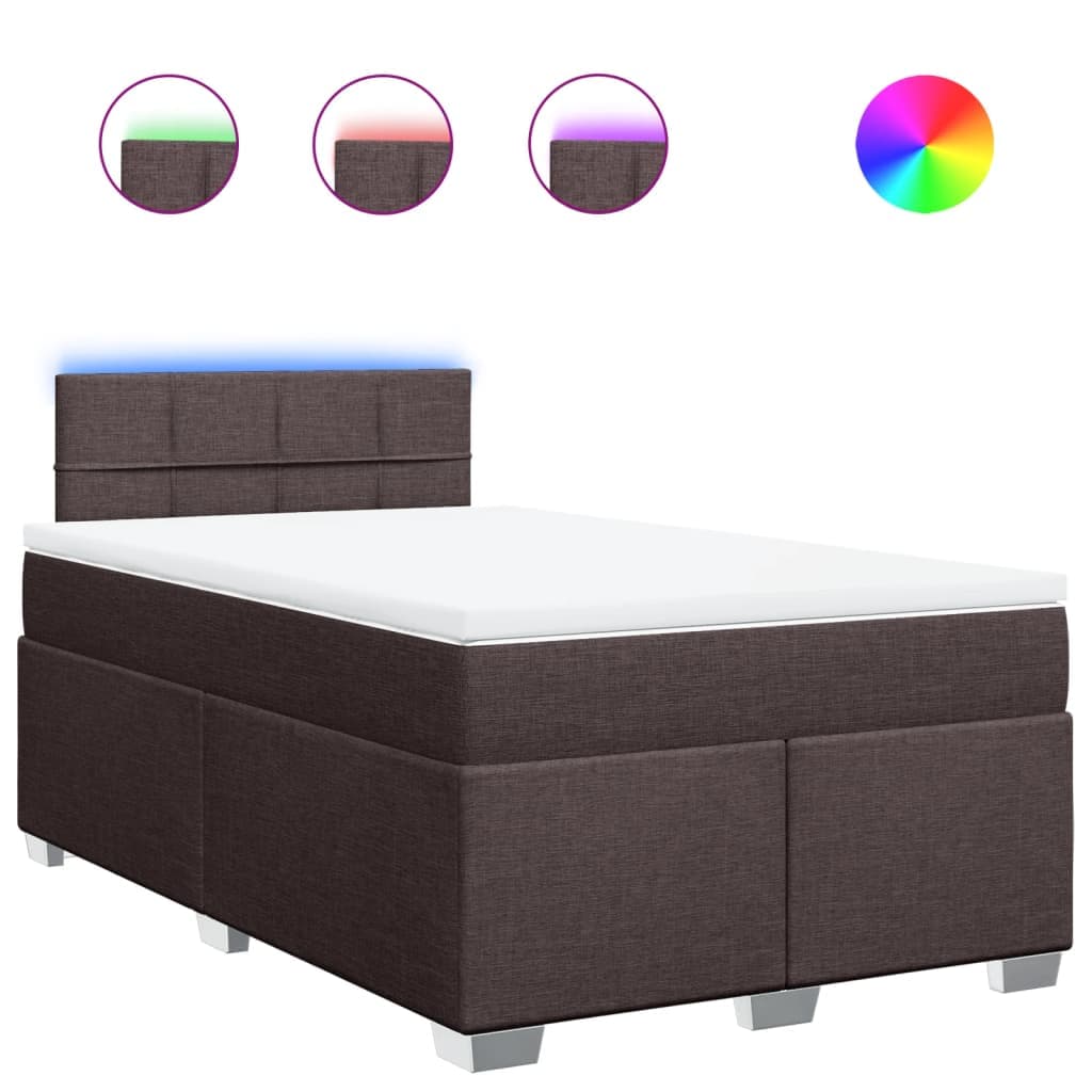 vidaXL Cama com Molas/colchão 120x200 cm Tecido Castanho-escuro - 2567258879