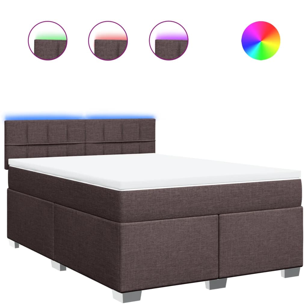 vidaXL Cama com molas/colchão 140x190 cm tecido castanho-escuro