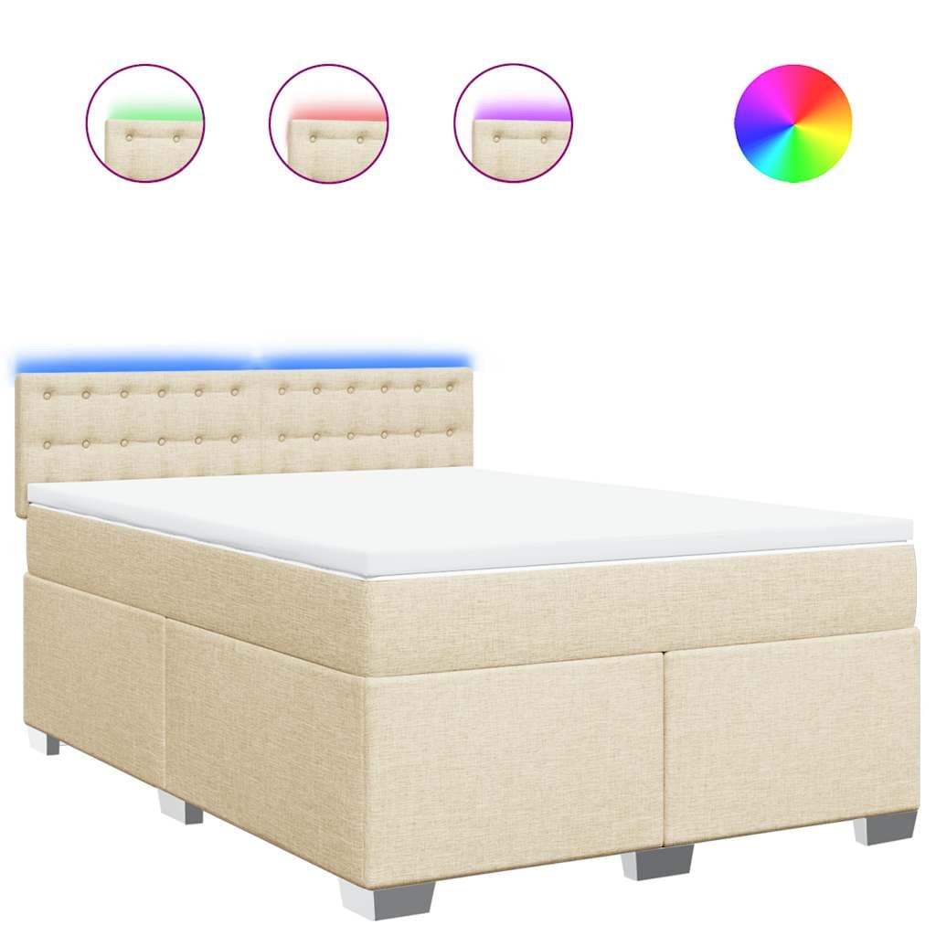 vidaXL Cama com Molas/colchão 140x190 cm Tecido Cor Creme - 115466749