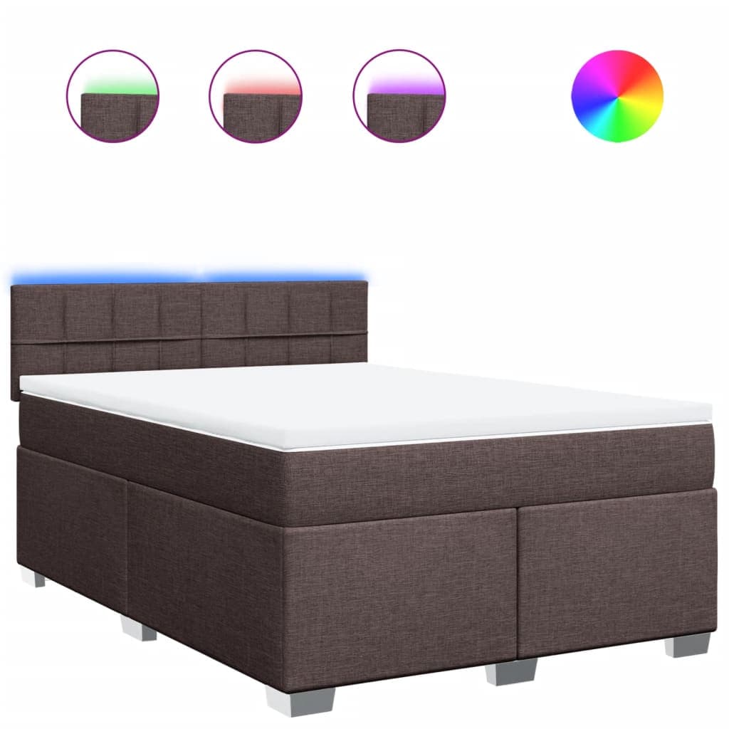 vidaXL Cama com molas/colchão 140x200 cm tecido castanho-escuro