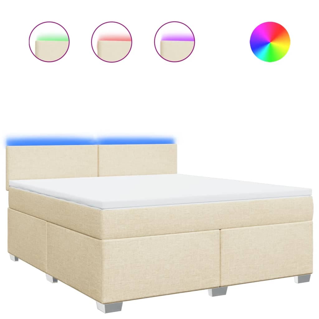 vidaXL Cama com molas/colchão 180x200 cm tecido cor creme