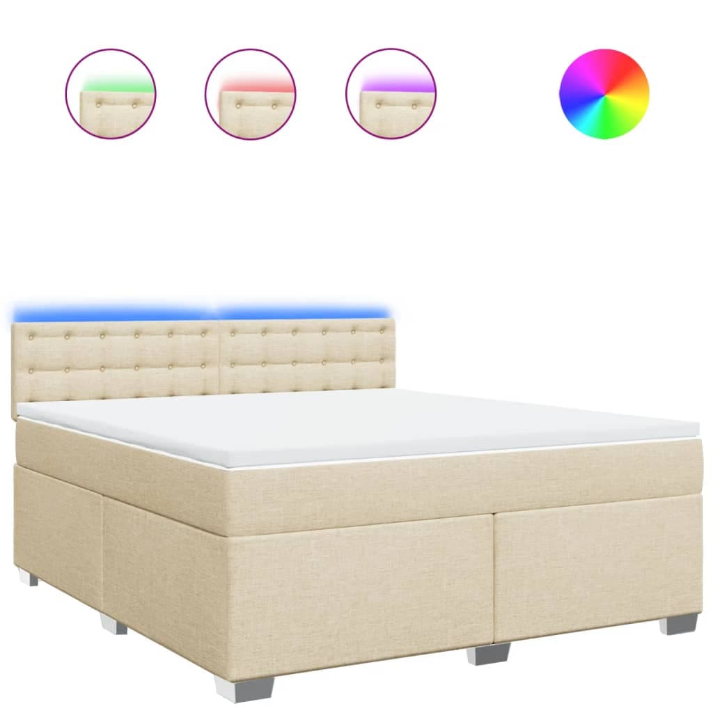 vidaXL Cama com molas/colchão 180x200 cm tecido cor creme