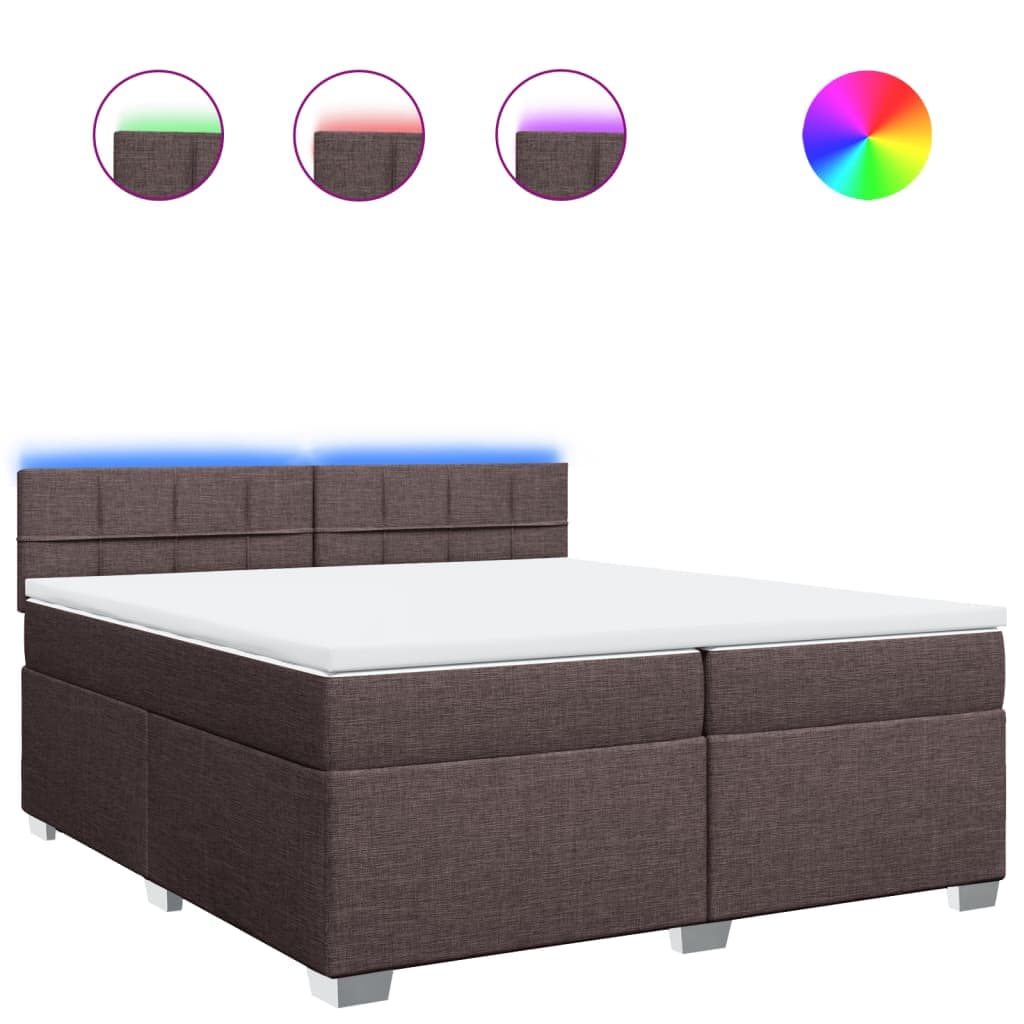 vidaXL Cama com Molas/colchão 200x200 cm Tecido Castanho-escuro - 938914730
