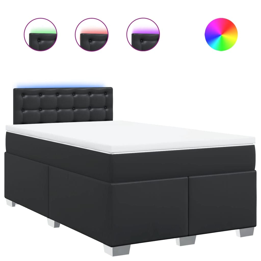 vidaXL Cama boxspring com colchão 120x190 cm couro artificial preto