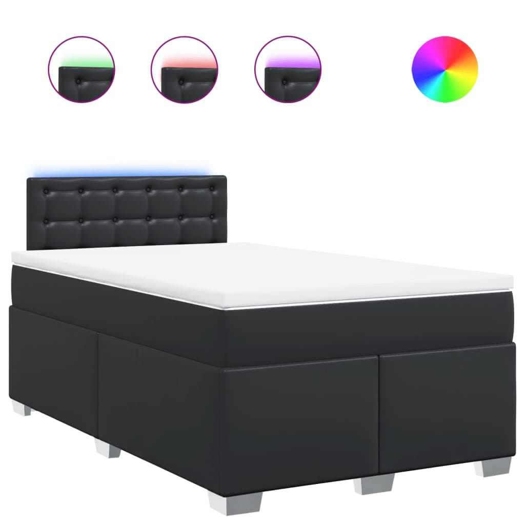 vidaXL Cama com Molas/colchão 120x200 cm Couro Artificial Preto - 471492631