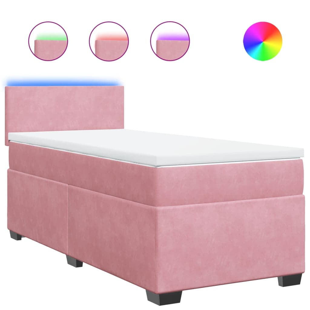 vidaXL Cama com Molas/colchão 80x200 cm Veludo Rosa - 3443485555