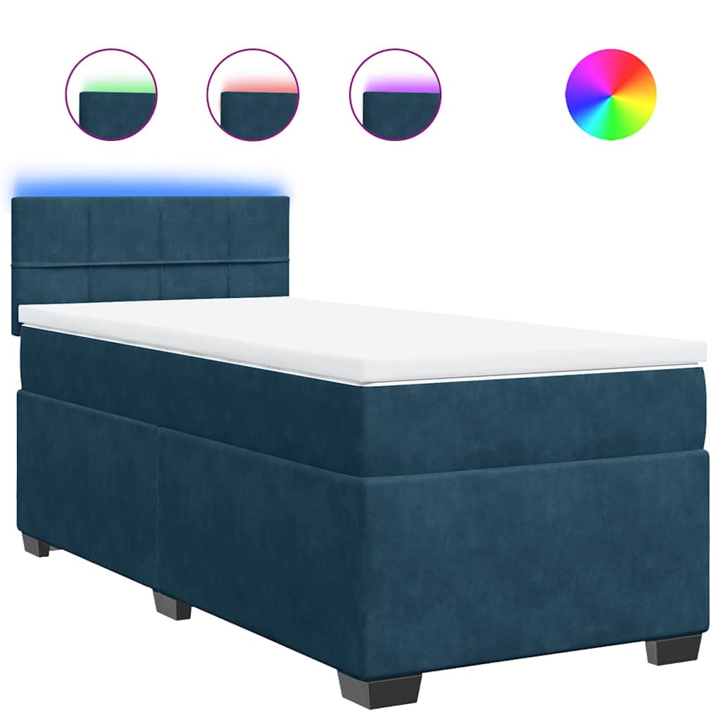 vidaXL Cama boxspring com colchão 90x190 cm veludo azul