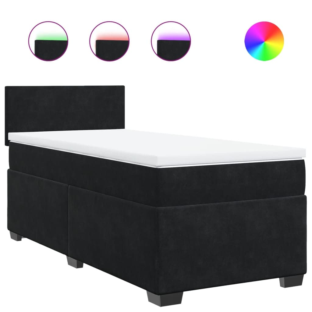 vidaXL Cama com molas/colchão 90x200 cm veludo preto