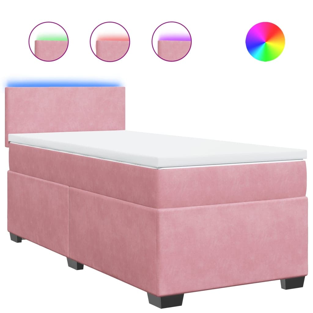 vidaXL Cama com molas/colchão 90x200 cm veludo rosa