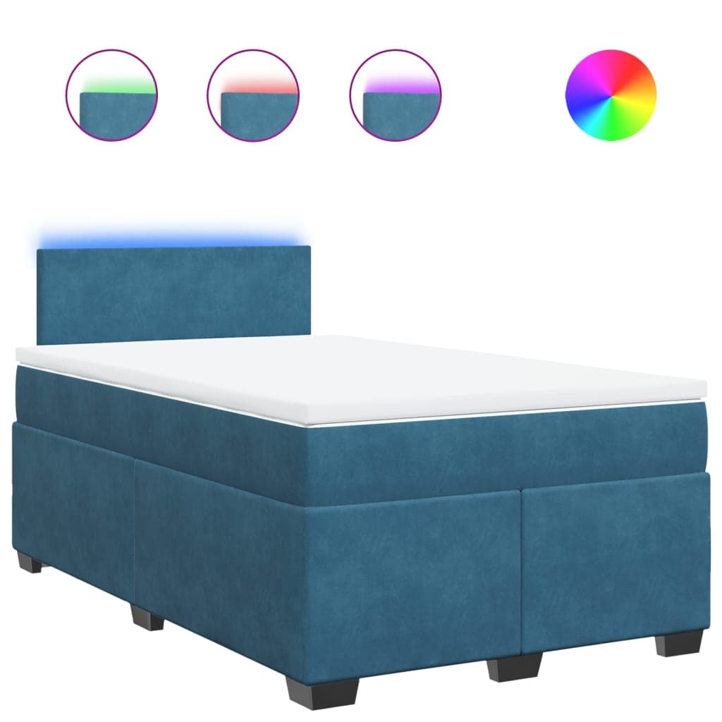 vidaXL Cama boxspring com colchão 120x190 cm veludo azul