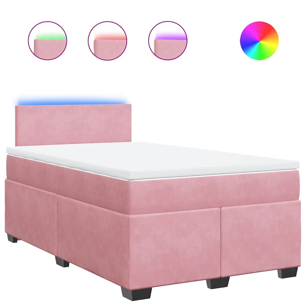 vidaXL Cama Boxspring com Colchão 120x190 cm Veludo Rosa - 246675378