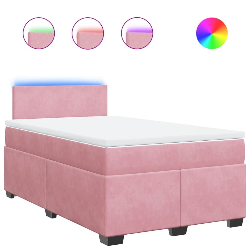 vidaXL Cama Boxspring com Colchão 120x200 cm Veludo Rosa - 1384000714