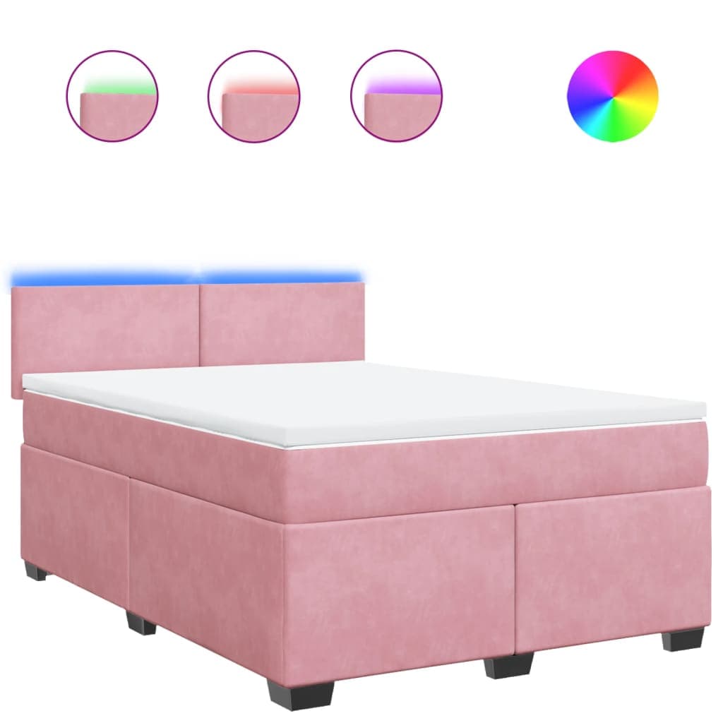 vidaXL Cama com molas/colchão 160x200 cm veludo rosa