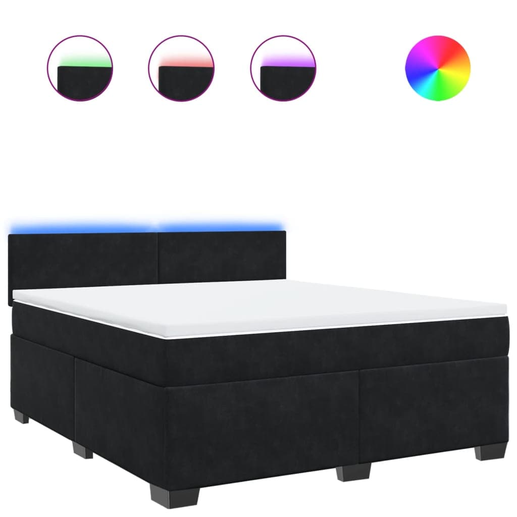 vidaXL Cama com molas/colchão 180x200 cm veludo preto
