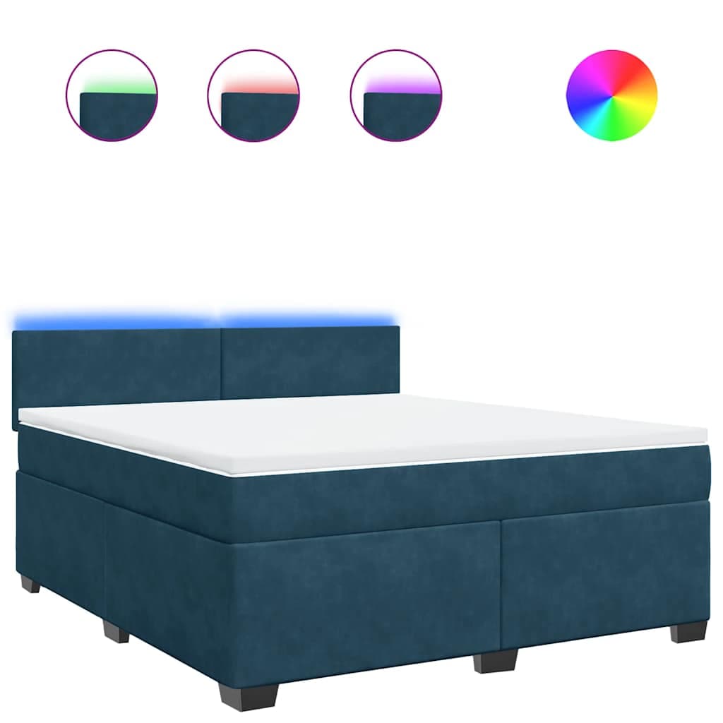 vidaXL Cama com molas/colchão 180x200 cm veludo azul