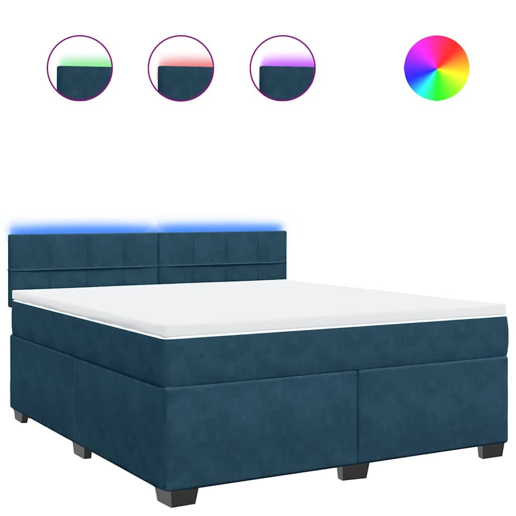 vidaXL Cama com molas/colchão 180x200 cm veludo azul