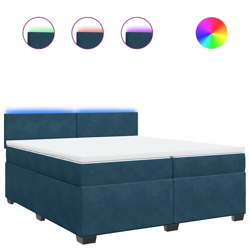 vidaXL Cama com molas/colchão 200x200 cm veludo azul