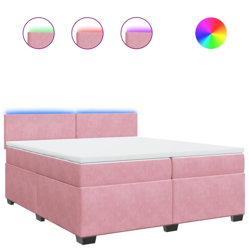 vidaXL Cama com molas/colchão 200x200 cm veludo rosa
