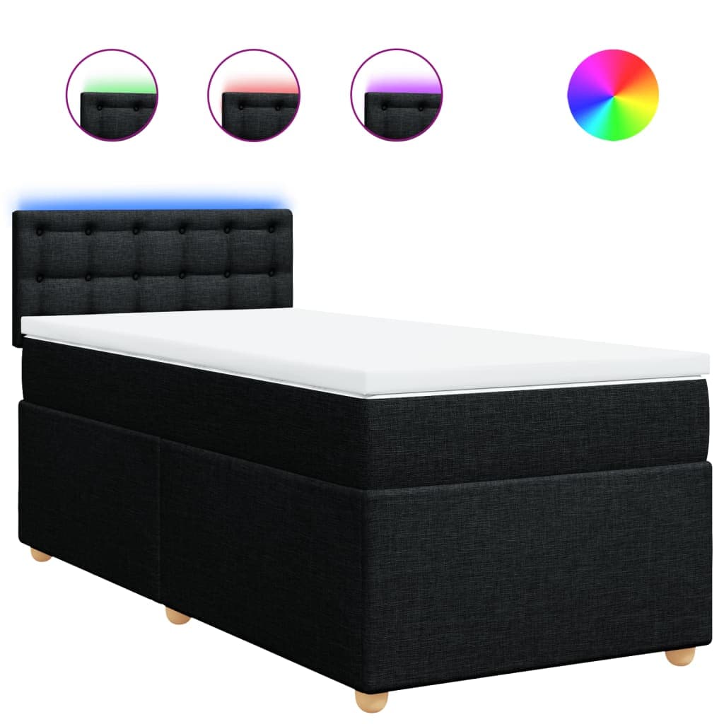 vidaXL Cama com molas/colchão 80x200 cm tecido preto