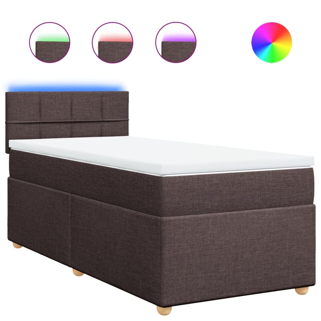 vidaXL Cama com Molas/colchão 100x200 cm Tecido Castanho-escuro - 869759575