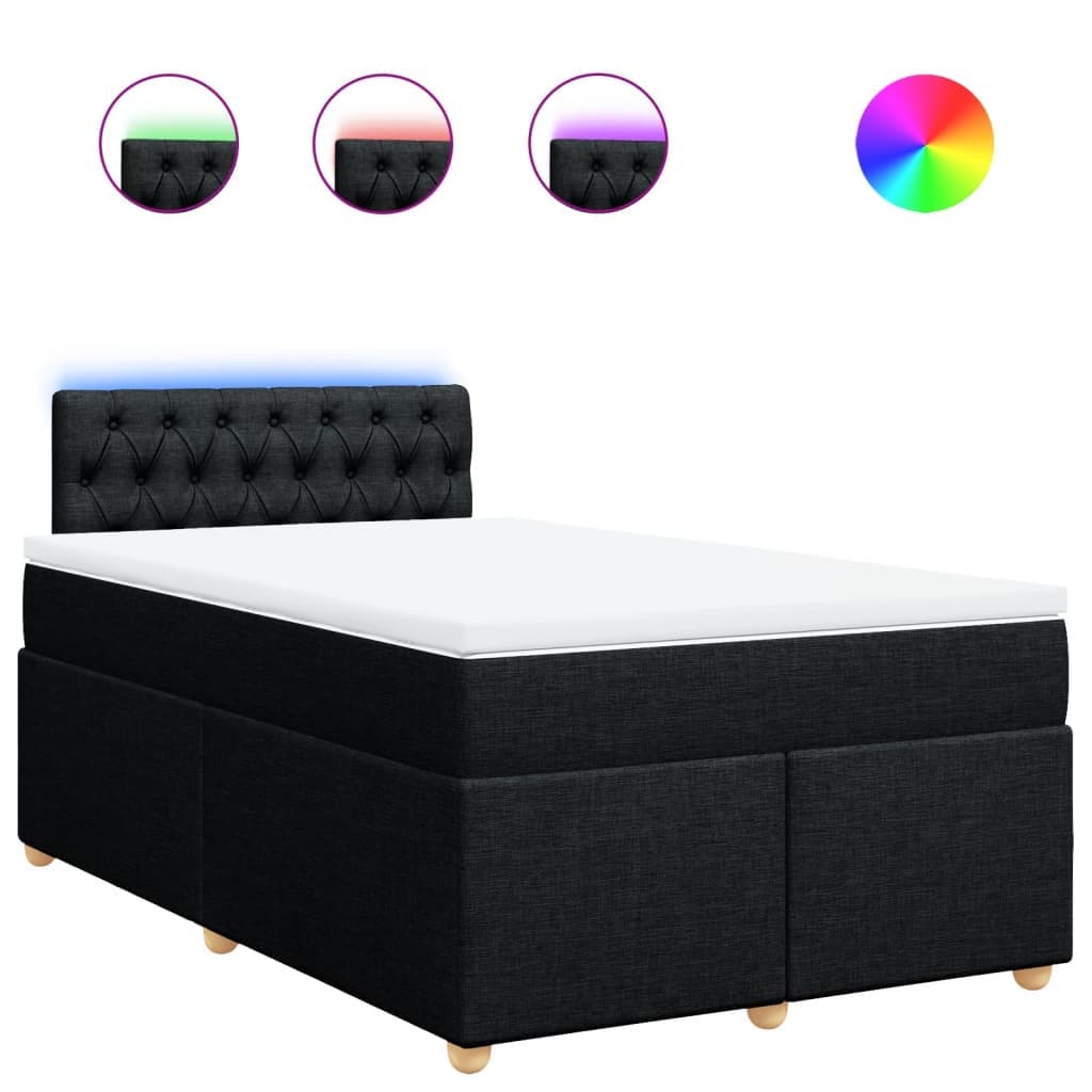 vidaXL Cama Boxspring com Colchão 120x190 cm Tecido Preto - 3629614464