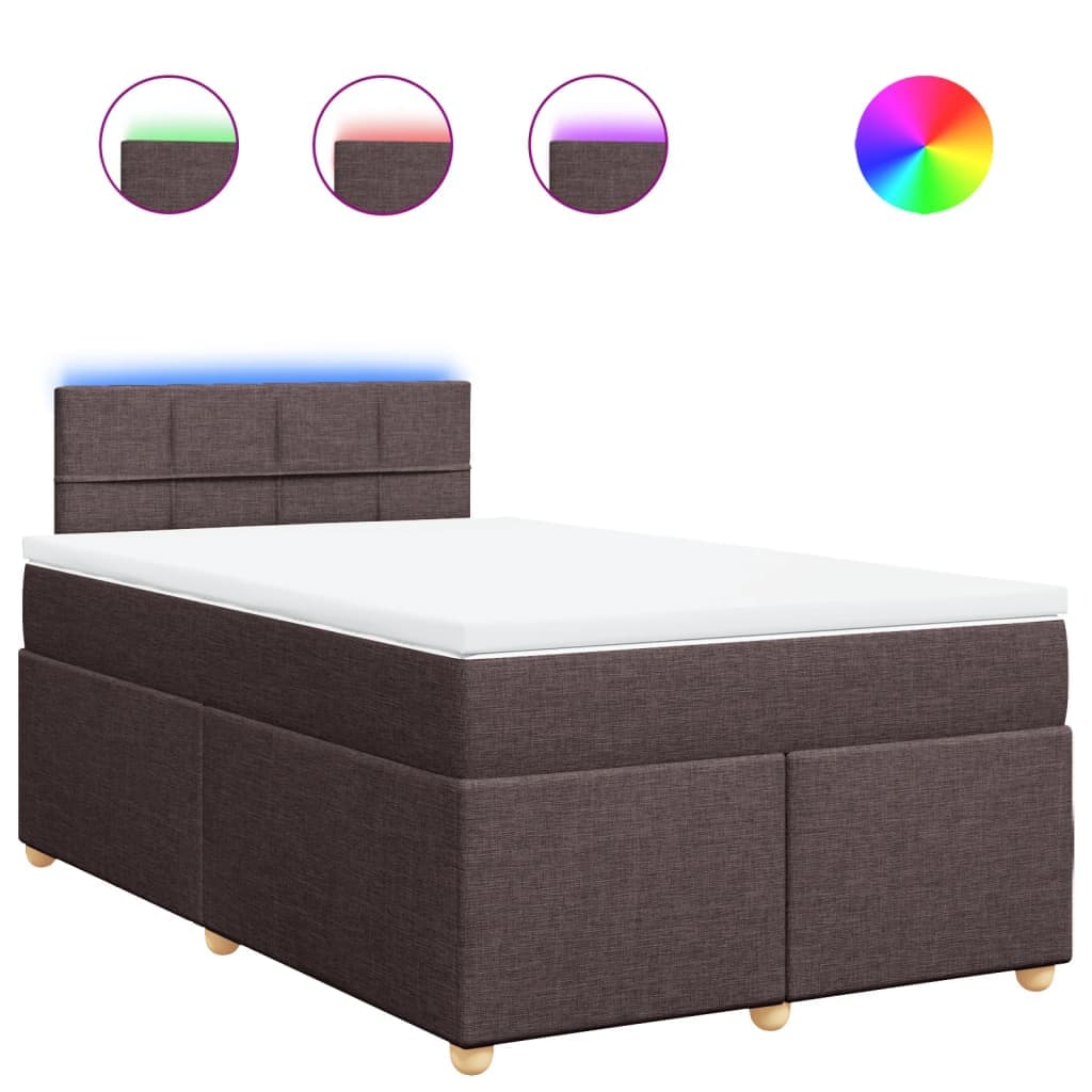 vidaXL Cama com molas/colchão 120x200 cm tecido castanho-escuro