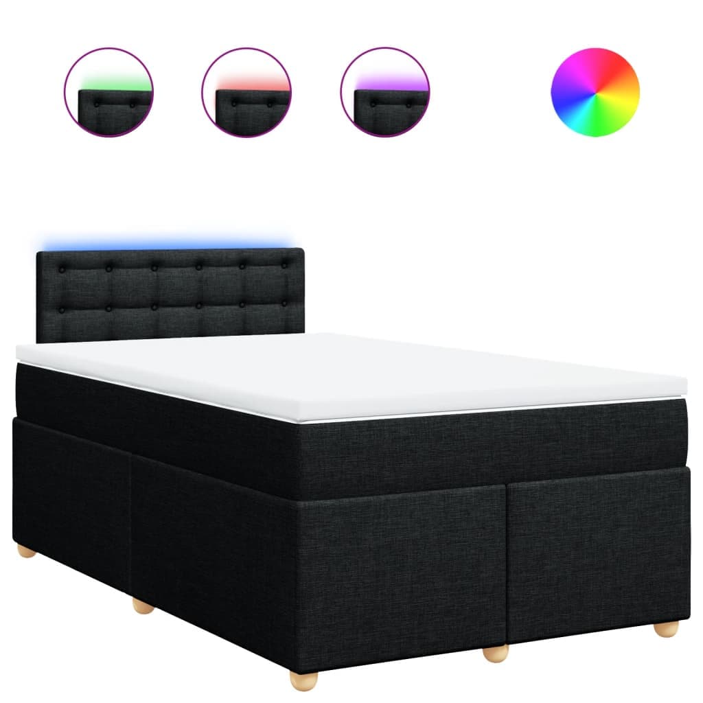 vidaXL Cama com molas/colchão 120x200 cm tecido preto