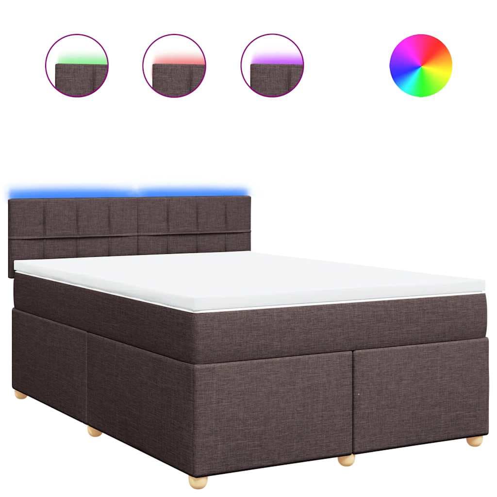 vidaXL Cama com Molas/colchão 140x190 cm Tecido Castanho-escuro - 2770366917