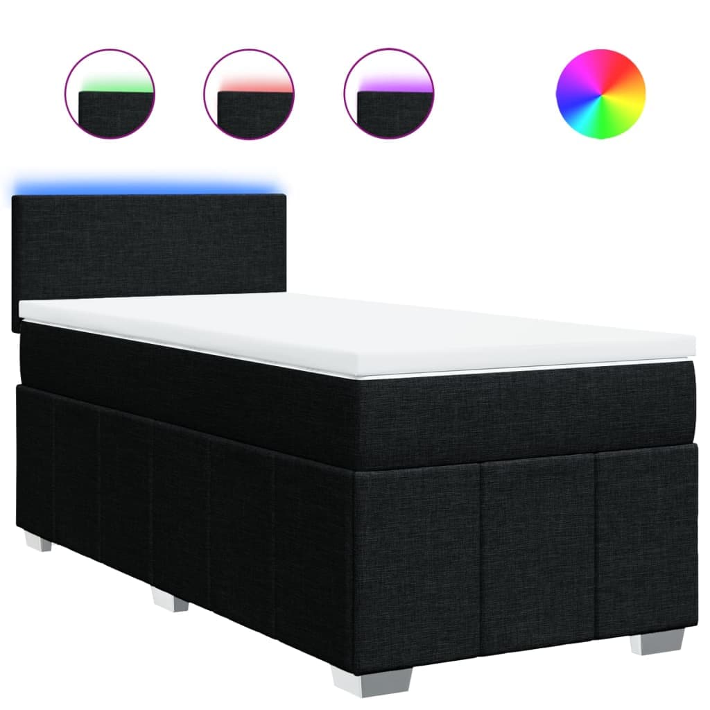 vidaXL Cama com molas/colchão 80x200 cm tecido preto