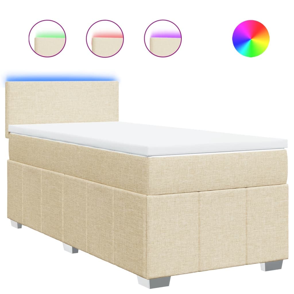 vidaXL Cama com Molas/colchão 80x200 cm Tecido Cor Crème - 450802462
