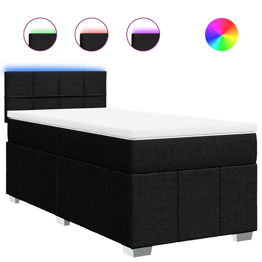 vidaXL Cama com molas/colchão 80x200 cm tecido preto