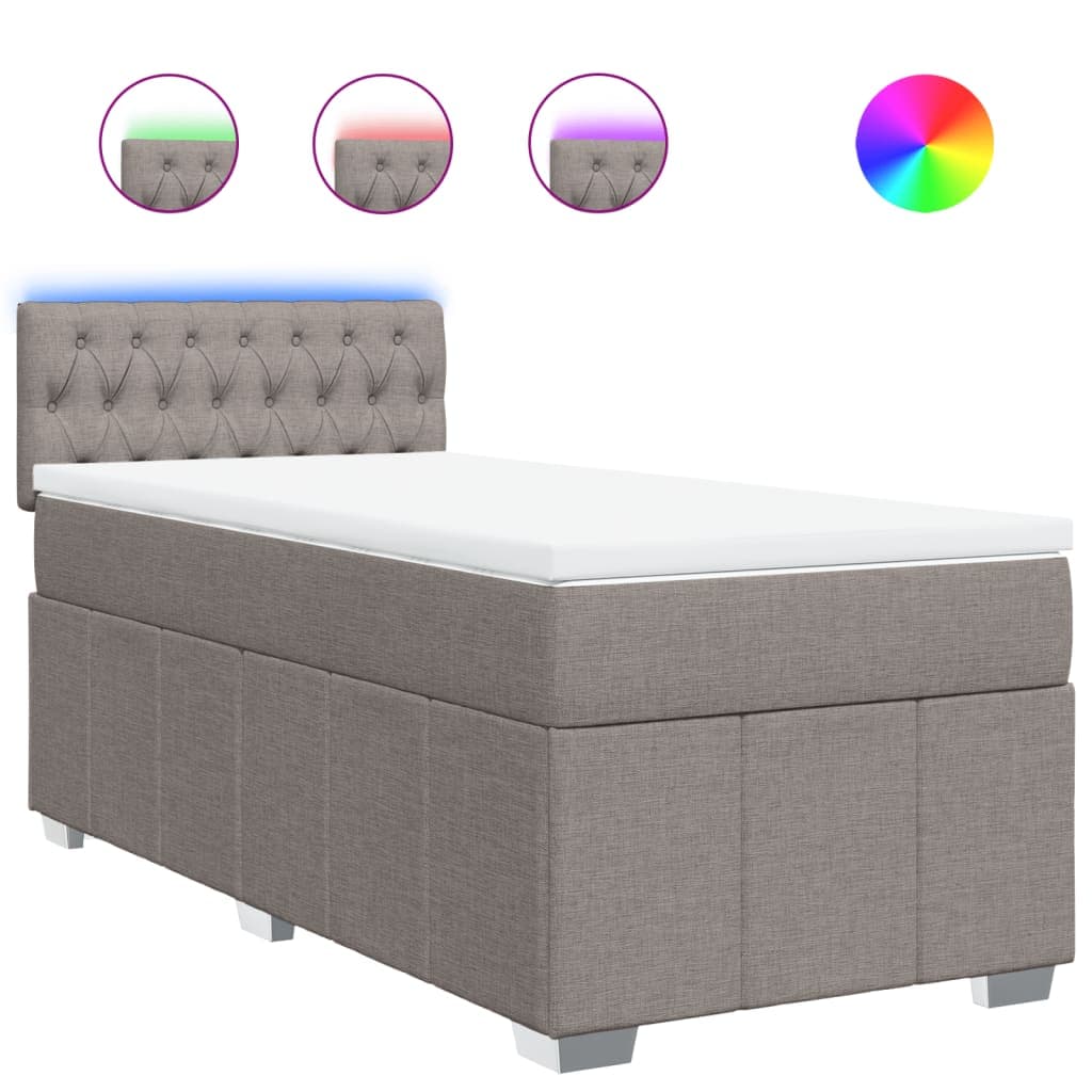 vidaXL Cama com molas/colchão 80x200 cm tecido castanho-acinzentado