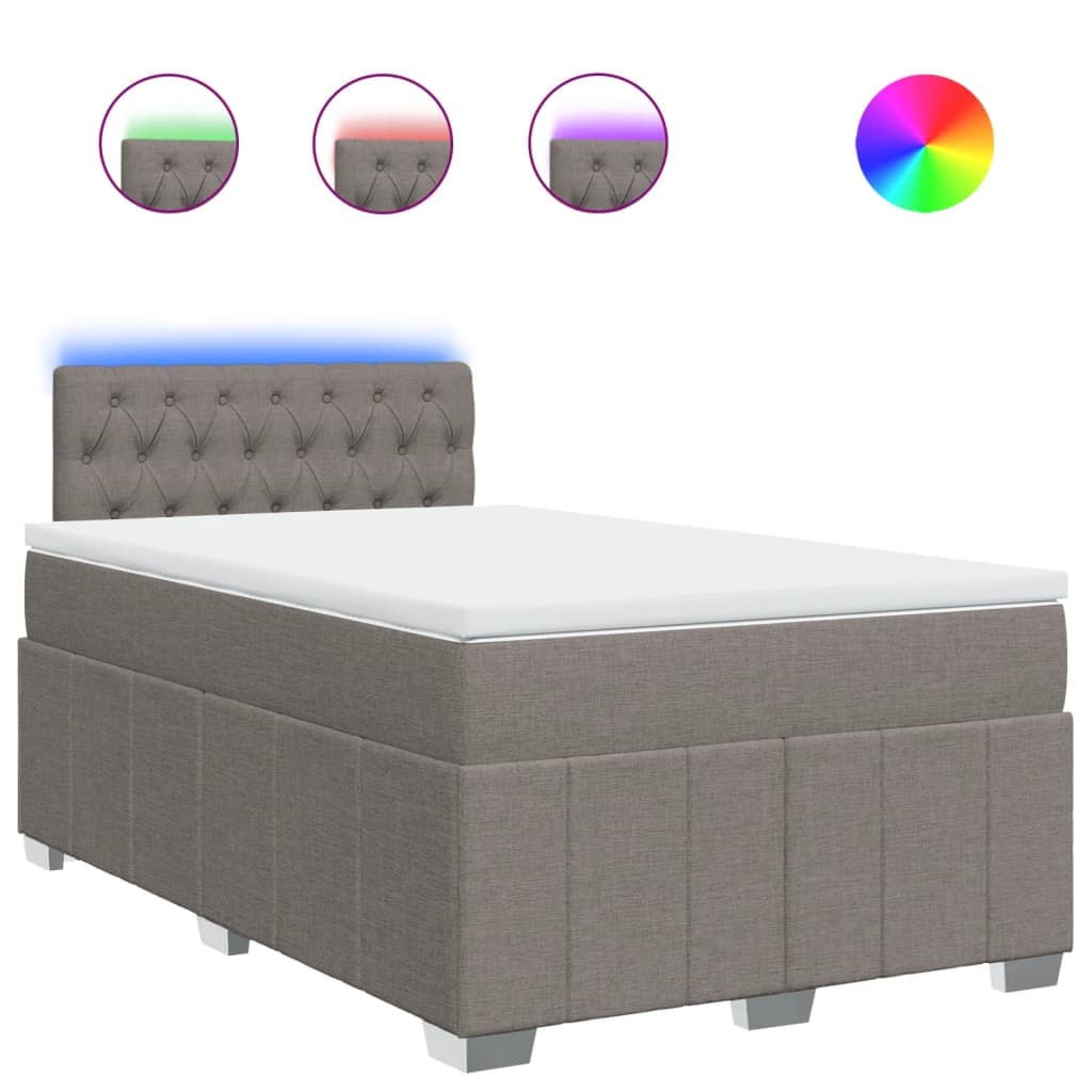 vidaXL Cama Boxspring com Colchão 120x190cm Tecido Castanho-acinzentado - 1179727088