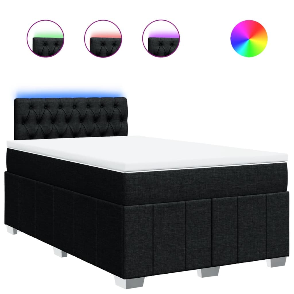 vidaXL Cama com molas/colchão 120x200 cm tecido preto