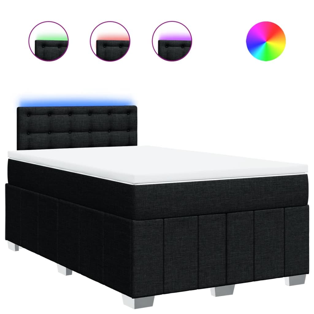 vidaXL Cama com Molas/colchão 120x200 cm Tecido Preto - 1541491024