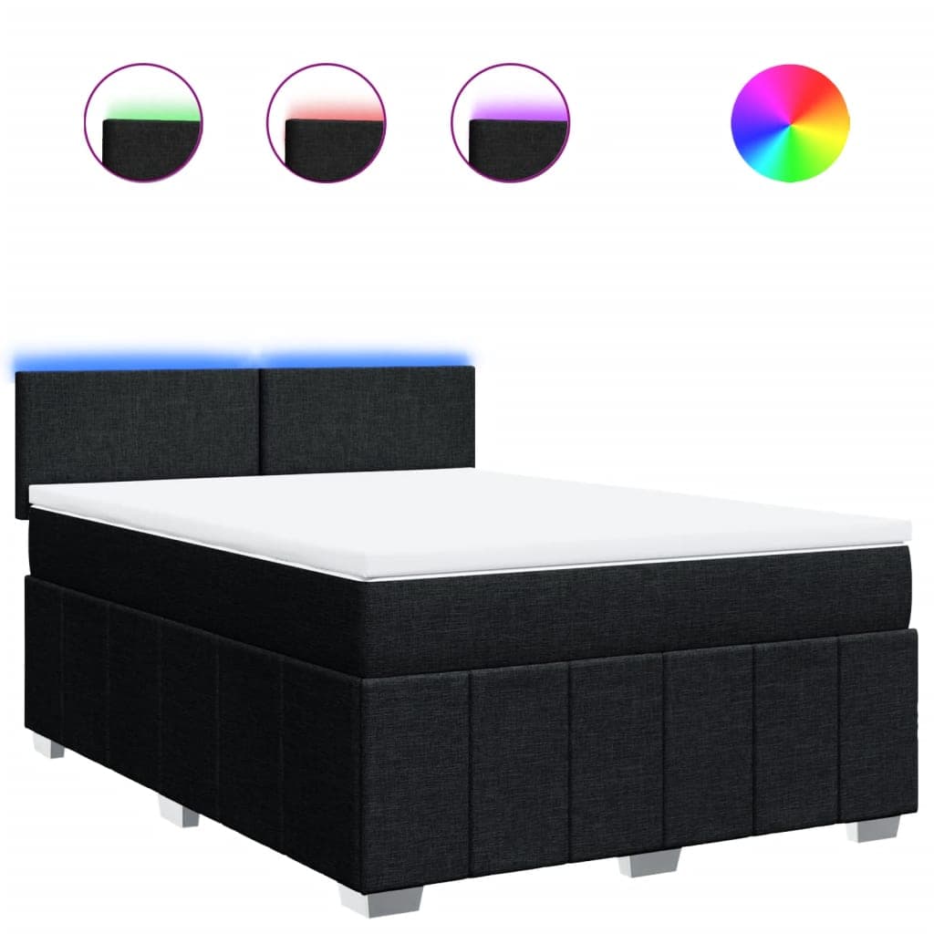 vidaXL Cama com molas/colchão 140x190 cm tecido preto
