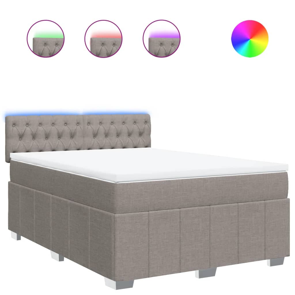 vidaXL Cama com Molas/colchão 140x190 cm Tecido Castanho-acinzentado - 431873885