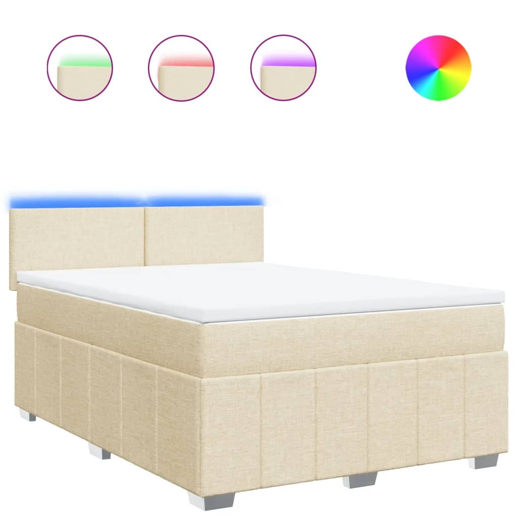vidaXL Cama com Molas/colchão 140x200 cm Tecido Cor Creme - 3767844655