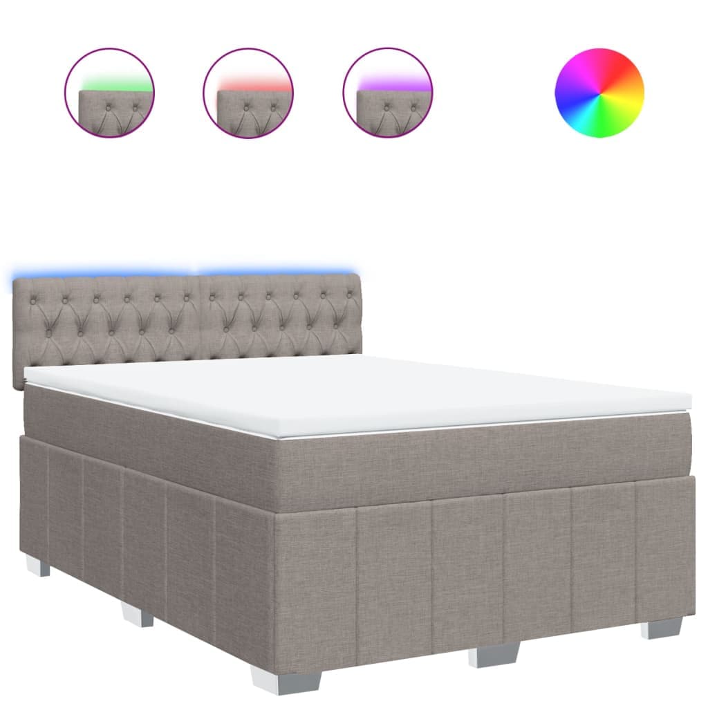 vidaXL Cama com Molas/colchão 140x200 cm Tecido Castanho-acinzentado - 3134257706